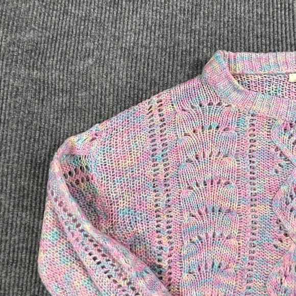 Debut Sweater Womens Small S/M Purple Rainbow Open Knit Lightweight Short Casual - Picture 4 of 14